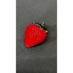 Vintage Murano Glass Strawberry - Red With Green Stem Handblown
